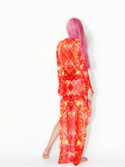 Red Butterfly Print Thin Outerwear