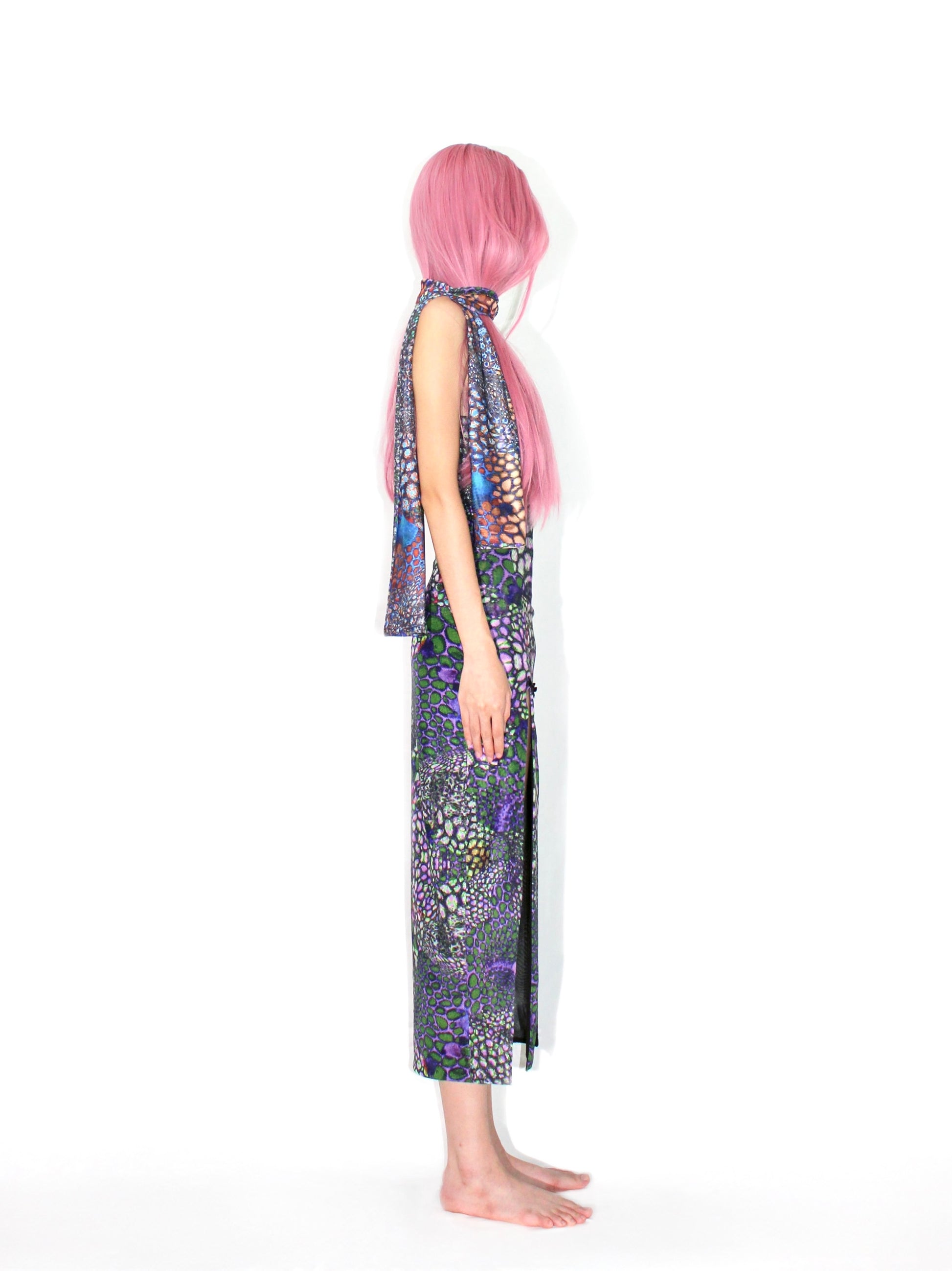 snake print one shoulder dress Snake Print One Shoulder Slit Dress Misty Mirage